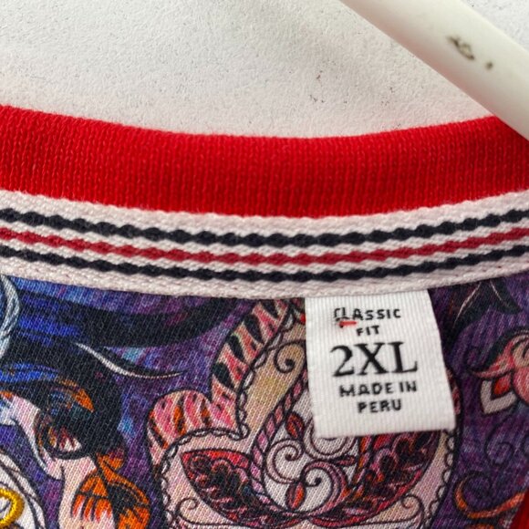 Robert Graham Men's Polo Shirt 2XL Red Paisley Placket - Picture 3 of 13